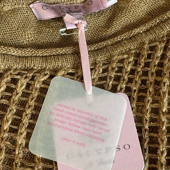 Calypso St. Barth Dress Womens Sz L Annelies sweater Knit one shoulder Metallic - Picture 10 of 11